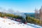 Harz national park Germany, Steam train on the way to Brocken through winter landscape, Famous steam train throught the