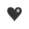 The hash love icon. Hashtag heart symbol icon isolated