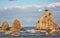 Hashigui-iwa Bridge Pillar Rocks at the Kushimoto. Wakayama prefecture. Honshu. Japan