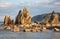 Hashigui-iwa Bridge Pillar Rocks at the Kushimoto. Wakayama prefecture. Honshu. Japan