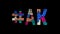 Hashtag #AK. Animated text. Transparent Alpha channel, 4K video. Colored funny doodle letters, unique style