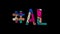 Hashtag #AL. Animated text. Transparent Alpha channel, 4K video. Colored funny doodle letters, unique style.