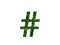 hashtag of the alphabet made with green leaves