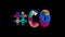 Hashtag #CO. Animated text. Transparent Alpha channel, 4K video. Colored funny doodle letters, unique style.