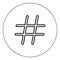 Hashtag icon black color in circle