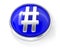 Hashtag icon on glossy blue round button