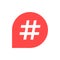 Hashtag icon in red bubble