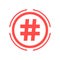 Hashtag icon in red double circle