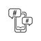 Hashtag line black icon. SMM promotion. Sign for web page, mobile app, button, logo. Vector isolated element. Editable stroke
