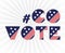 Hashtag midterm election banner on white background. 2022 political campaign for flyer, post, print, stiker template