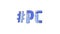 Hashtag #PC. 4K video. Blue font animated isolated on clear White background.
