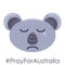 Hashtag Prey for australia sad crying koala with tear with effect noise isolated on white background with vector