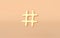 Hashtag search link symbol 3d rendering. Hash mark, user reply sign, hashtag, tag, comments thread mention, topic social media