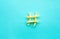 Hashtag sign icon with french fried on blue color background.Food, nutrition and social conversation concepts