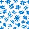 Hashtag signs. Number sign, hash, or pound sign. Seamless pattern of hand painted symbols isolated on a white background