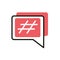 Hashtag speech bubble social media icon line and fill