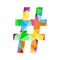 HASHTAG symbol with colorful polygon pattern