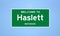 Haslett, Michigan city limit sign. Town sign from the USA.