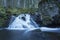 Hassafallen Stunning Waterfall in Rural wild Forest outside of Jonkoping Sweden