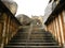 Hassan, Karnataka, India - September 12, 2009 Stone steps which leads to the top of the Jain temple on Vindhyagiri Hill