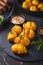 Hasselback potatoes with additional herbs, spices and whipped feta dip