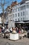 Hasselt, Limburg, Belgium - Busy cafe terraces in old town on a hot spring day