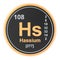 Hassium Hs chemical element. 3D rendering