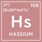 Hassium. Transition metals. Chemical Element of Mendeleev\\\'s Periodic Table. 3D illustration