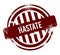 hastate - red round grunge button, stamp