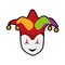 Hat arlequin carnival celebration icon. Vector graphic