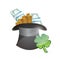 Hat full of money. lucky illustration design
