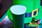 Hat and green beer glass with logo representing St. Patrick\\\'s Day