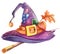 Hat of halloween witch watercolor clipart picture.