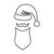 Hat with pompom and long beard of Santa Claus icon