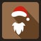 Hat with pompom and white beard of Santa Claus