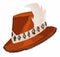 Hat with ribbon and white feather costume headwear