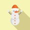 Hat snowman icon flat vector. Sticker character holiday
