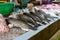 Hat Yai, Thailand - August 6, 2020 : Group of baby shark fish for sale in fresh market at Hat Yai