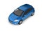 Hatchback blue car top view