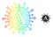 Hatched Alpha Coronavirus Mesh Icon with Spectrum Gradient