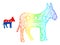 Hatched Democratic Donkey Web Mesh Icon with Spectrum Gradient