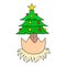 Hatched eggs with beautifully decorated Christmas tree, doodle icon image kawaii