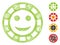 Hatched Happy Casino Chip Vector Mesh