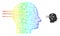 Hatched Neural Interface Web Mesh Icon with Rainbow Gradient