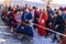 Hatgal, Mongolia, Febrary 25, 2018: Mongolian people compete in the tug-of-war in the winter games