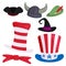 Hats different funny caps for party holidays and masquerade traditional headwear cartoon clothes accessory vector