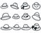 Hats doodle set isolated vector illustration