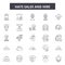 Hats sales and hire line icons, signs, vector set, outline illustration concept