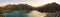 Hatta Dam Lake panorama at sunset, Dubai, UAE