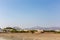 Hatta Town with residential buildings landscape, Hajar Mountains in the background. United Arab Emirates